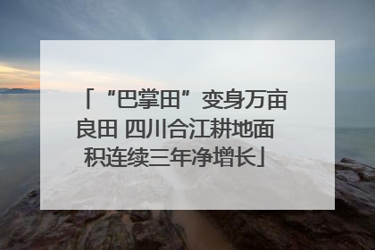 “巴掌田”变身万亩良田 四川合江耕地面积连续三年净增长